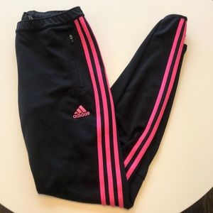 ADIDAS Track Soccer Jogger Pants Slim Cut Sz Small Pink & Black
